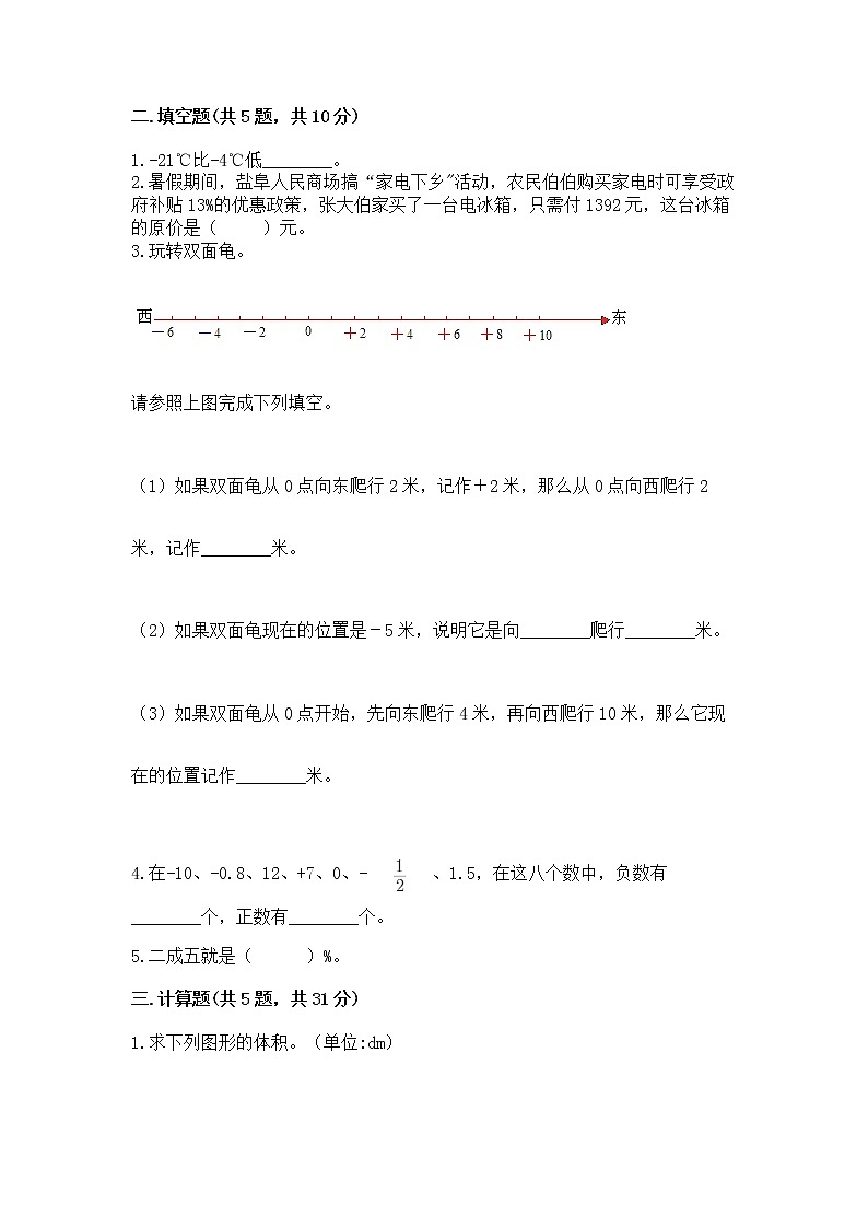 小学数学六年级下册重点题型专项练习带完整答案02