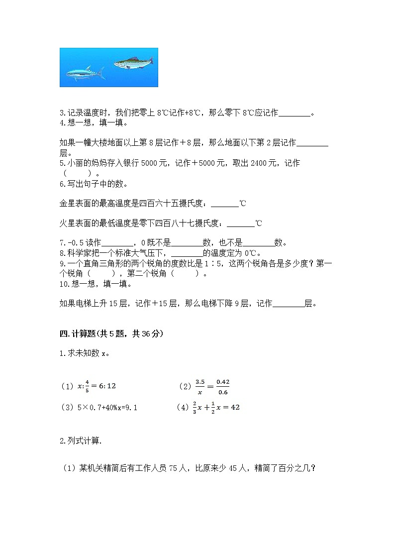 小学数学六年级下册重点题型专项练习及答案03