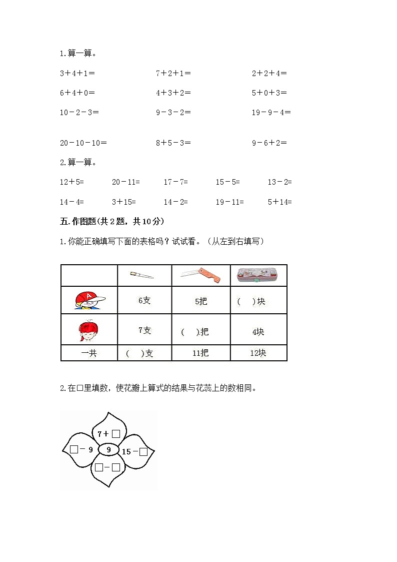 苏教版一年级下册数学第一单元 20以内的退位减法 测试卷及答案【名师系列】第3页