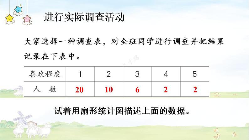 冀教6年级数学上册 七 扇形统计图 综合与实践 喜欢数学情况的调查 PPT课件05