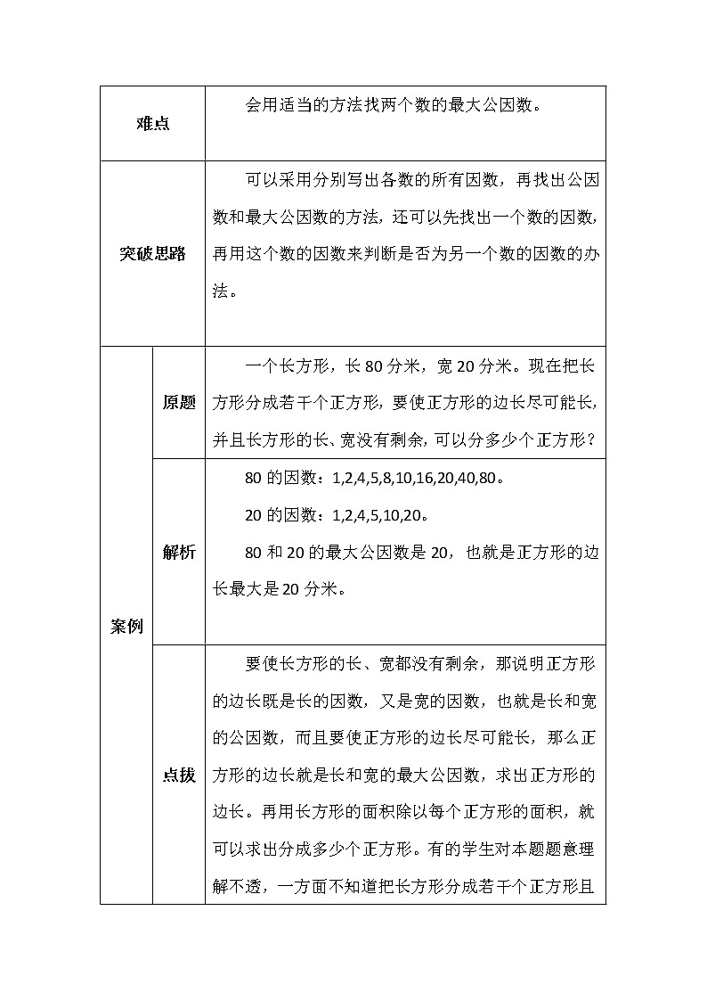 北师大版五年数学上册第五单元找最大公因数学案02