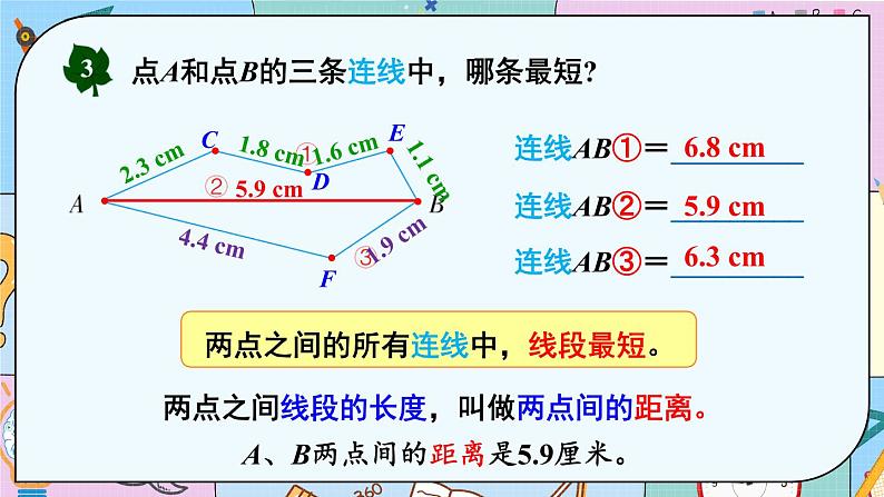 冀教4年级数学上册 四 线和角 1.线   第2课时 两点间的距离 PPT课件05