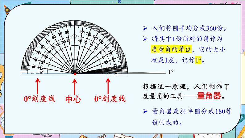 冀教4年级数学上册 四 线和角 2.角   第1课时 角的度量 PPT课件05