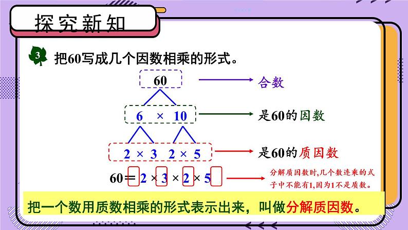 冀教4年级数学上册 五 倍数和因数 4.因数   第2课时 分解质因数 PPT课件03