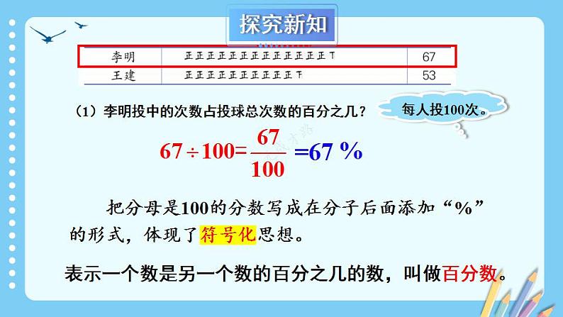 冀教6年级数学上册 三 百分数 1.认识百分数 PPT课件04