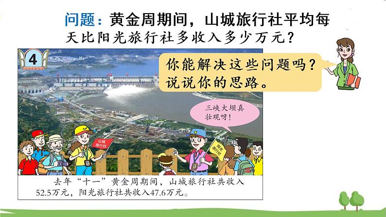 青岛版5年级数学上册 三 游三峡——小数除法   信息窗4 小数四则混合运算及中括号的应用 PPT课件第3页