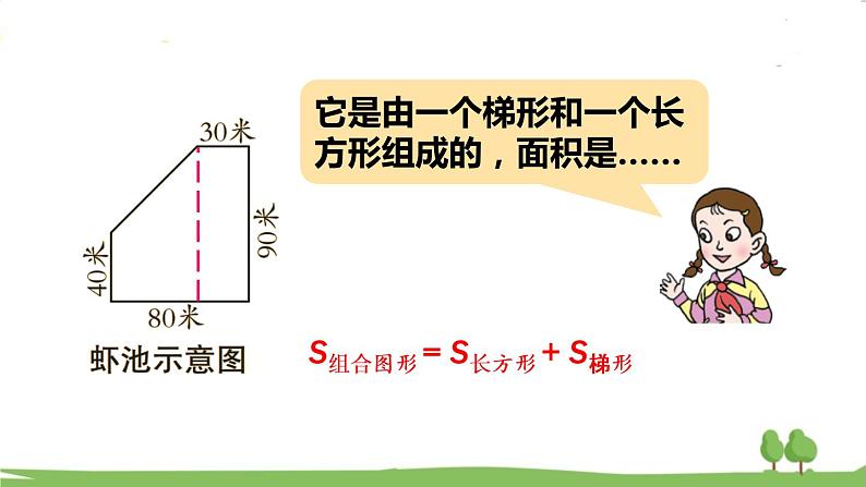 青岛版5年级数学上册 五 生活中的多边形——多边形的面积   信息窗4 组合图形面积的计算 PPT课件06