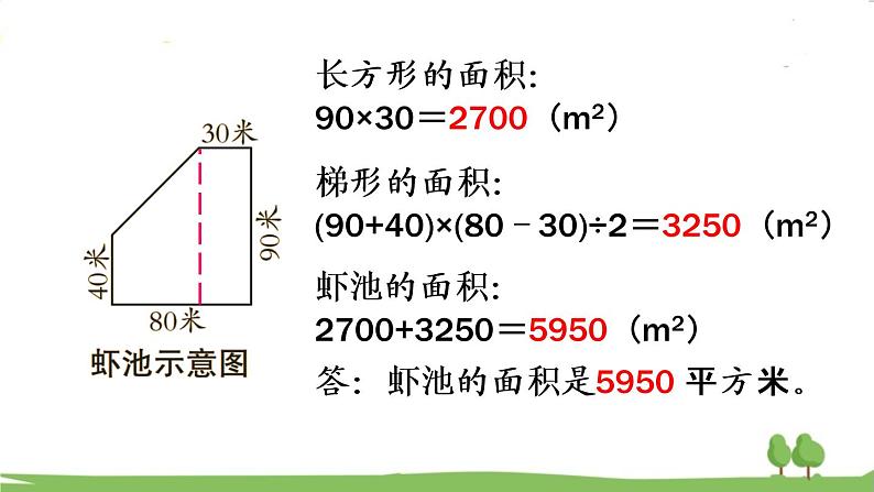 青岛版5年级数学上册 五 生活中的多边形——多边形的面积   信息窗4 组合图形面积的计算 PPT课件07