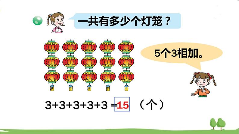 青岛版2年级数学上册 一 看魔术——乘法的初步认识   信息窗1 几个相同的数连加 PPT课件第8页