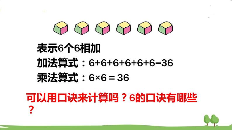 青岛版2年级数学上册 四 凯蒂学艺——表内乘法（二）   信息窗1 6的乘法口诀 PPT课件第4页