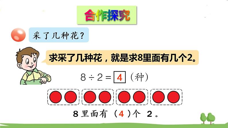 青岛版2年级数学上册 七 制作标本——表内除法   信息窗1 用2~5的乘法口诀求商 PPT课件第4页