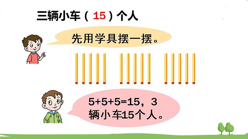 青岛版2年级数学上册 二 看杂技——表内乘法（一）   信息窗1 5的乘法口诀 PPT课件05