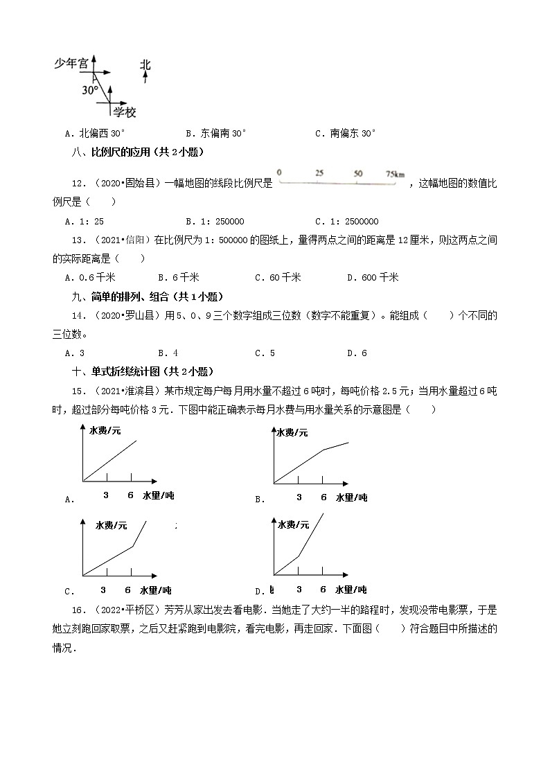 河南省信阳市三年（2020-2022）小升初数学卷真题分题型分层汇编-04选择题（中档题）第3页