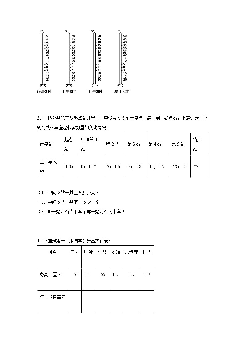 第一单元负数的初步认识解决问题重难点检测卷（专项训练）-小学数学五年级上册苏教版02
