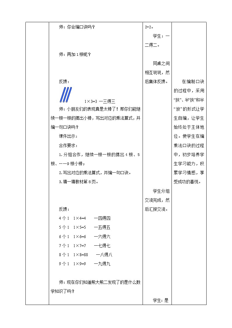 西师大版2上数学 1.2 1,2的乘法口诀 2 教案03