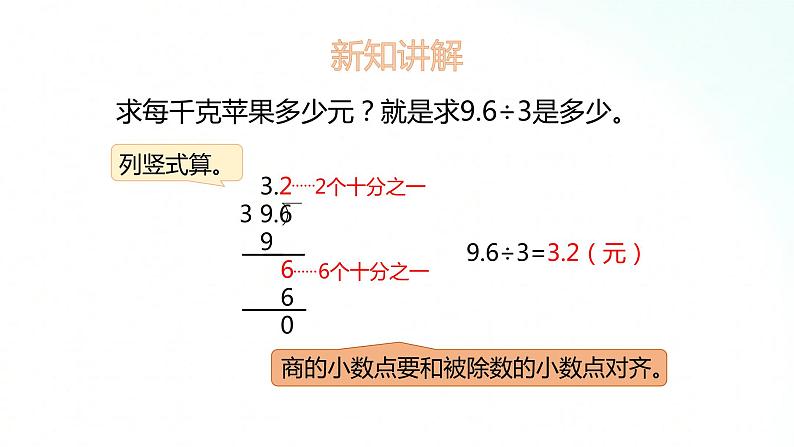 苏教版数学五年级上册 5.3除数是整数的小数除法 课件第7页