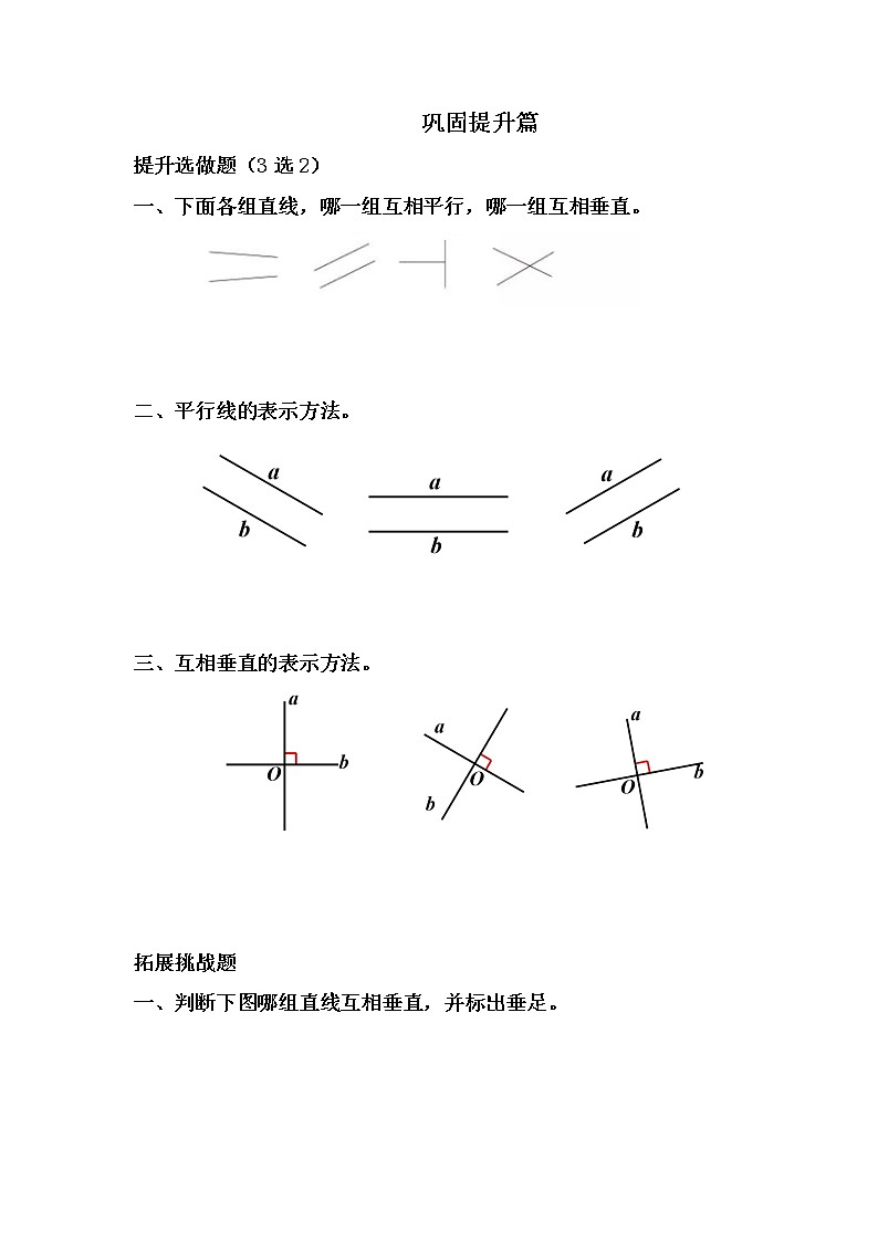 5.1平行与垂直-4上数学（人教版）同步课时分层课时练习02