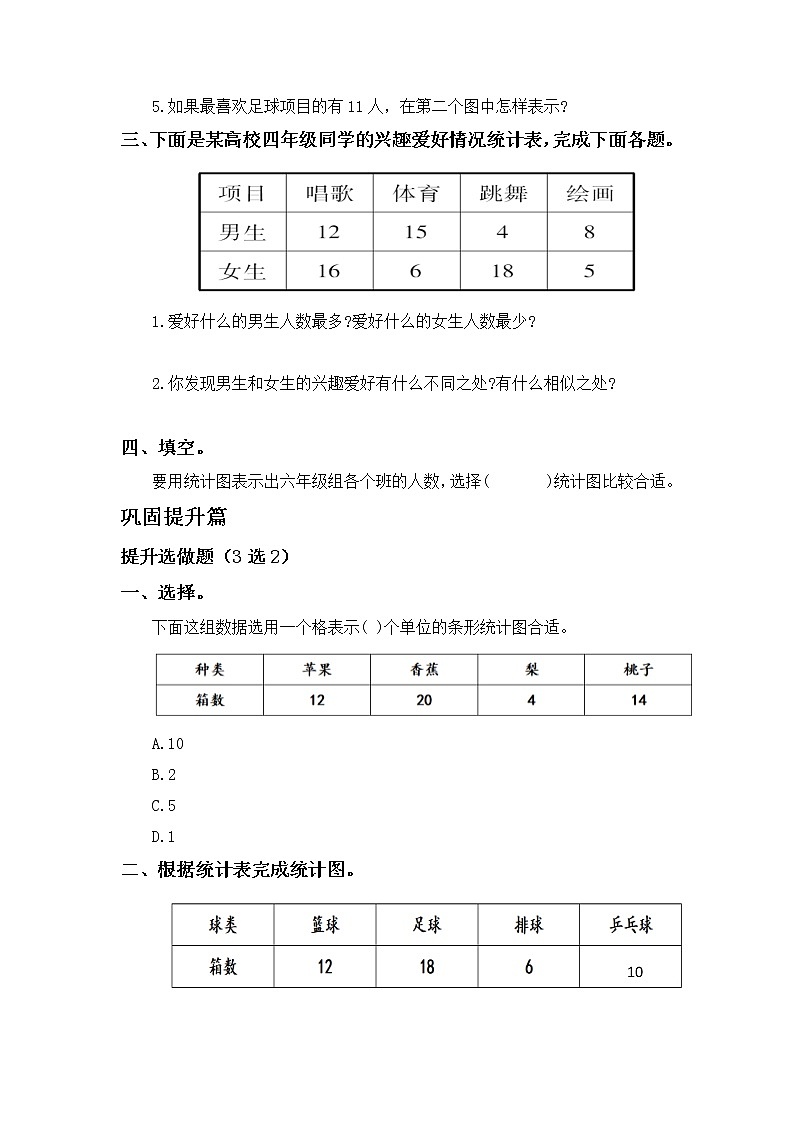 7.2一格代表两个单位的条形统计图-4上数学（人教版）同步课时分层课时练习第2页