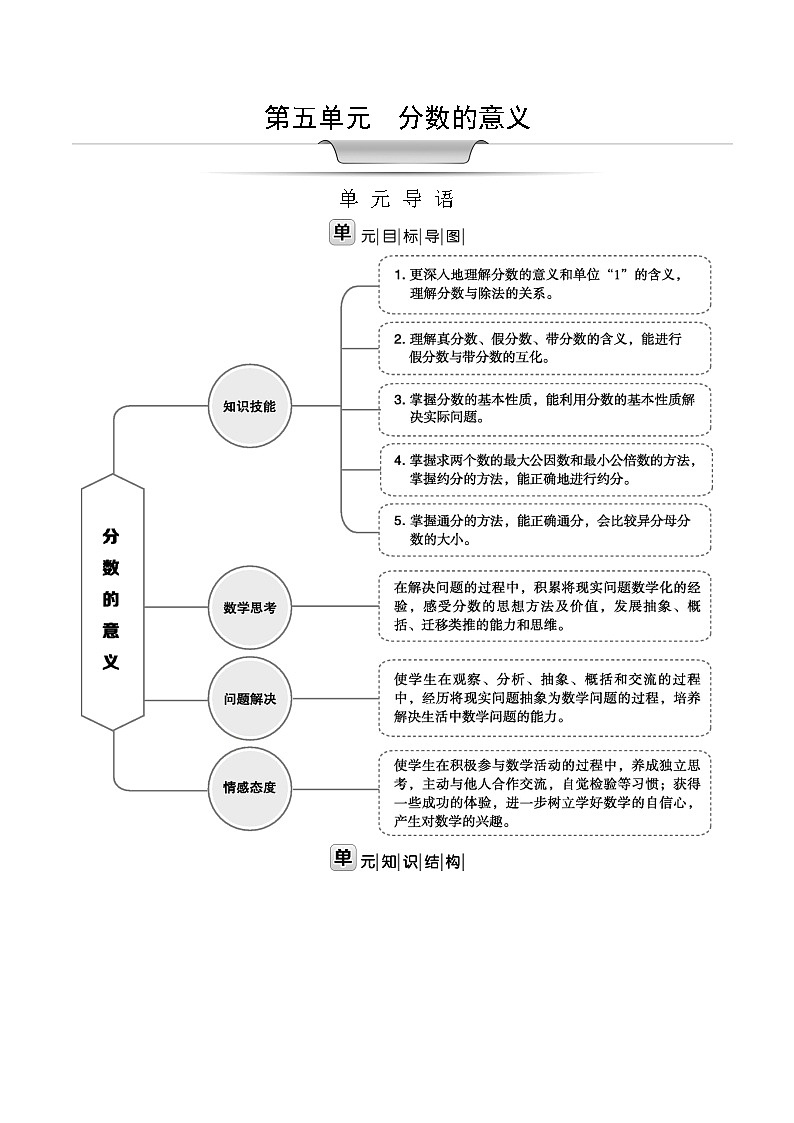 北师大版五年级数学上册第5单元分数的意义课时教案01