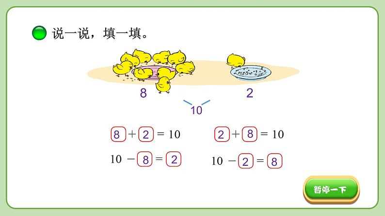 小学数学 北师大版 一年级上册 第三单元第12课时《小鸡吃食》 课件04