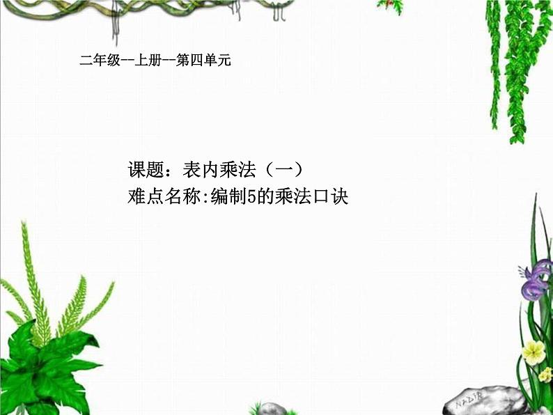 二年级数学上册教学课件-4.2.1   5的乘法口诀2-人教版(共12张PPT)第1页