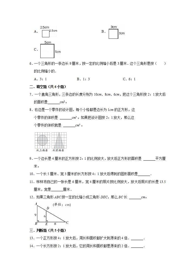【专项复习】通用版小升初数学专题复习（18）图形的放大与缩小（知识归纳+典例精析+拔高训练）第3页