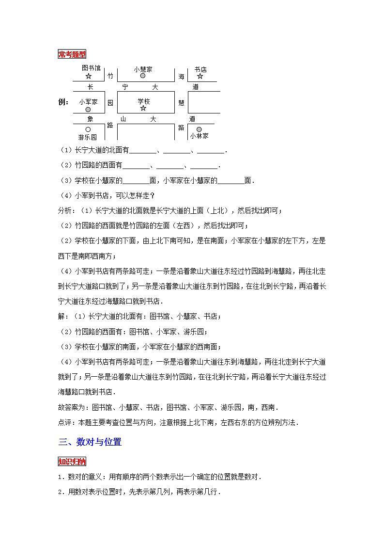 【专项复习】通用版小升初数学专题复习（19）方向与位置（知识归纳+典例精析+拔高训练）第2页