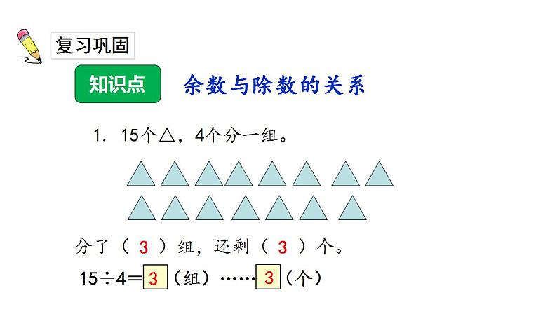 二年级下册数学习题课件-第6单元第2课时 余数与除数的关系 人教版(共14张PPT)第2页