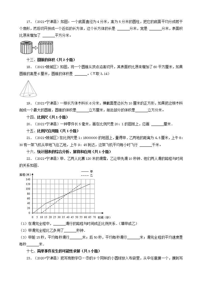 山东省德州市三年（2020-2022）小升初数学卷真题分题型分层汇编-07填空题（中档题）(青岛版)第3页