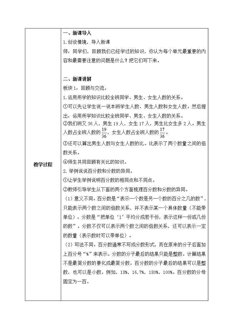 02北师大数学六上总复习（1）教学设计第2页