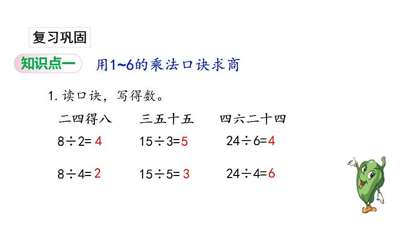 苏教版数学二年级上册 4.5用1-6的乘法口诀求商习题 课件02