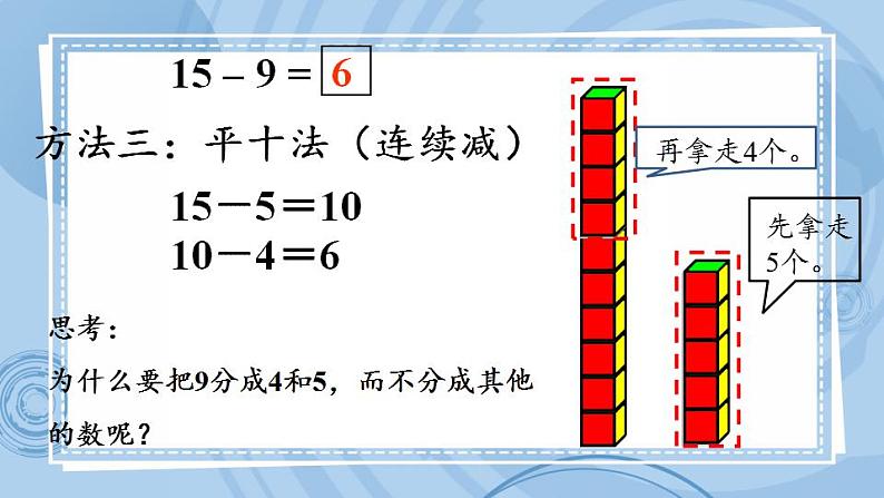 青岛版（五年制）1上数学 7.4 十几减9 课件第5页