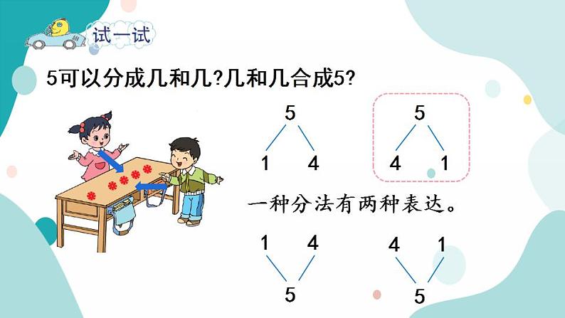 苏教版1年级上册数学第七单元第1课时  2~5的分与合课件08