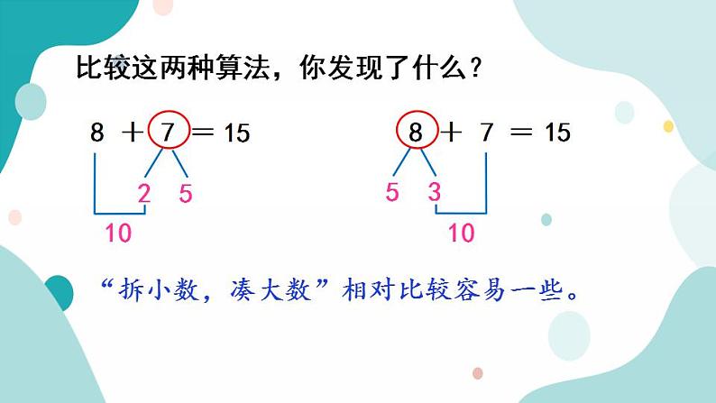 苏教版1年级上册数学第十单元第2课时  8、7加几课件第6页