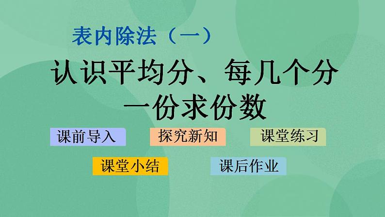 苏教版2上数学 4.1 认识平均分、每几个分一份求份数 课件第1页