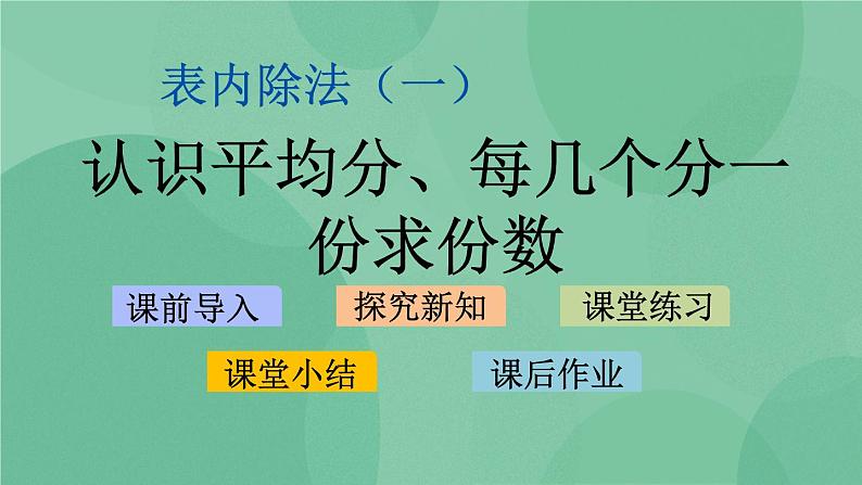 苏教版2上数学 4.1 认识平均分、每几个分一份求份数  课件+教案+练习01