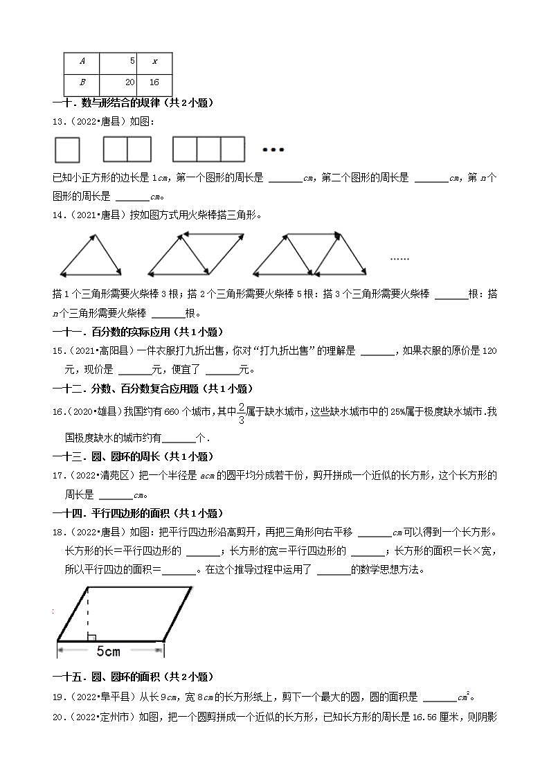 河北省保定市三年（2020-2022）小升初数学卷真题分题型分层汇编-13填空题（中档题）(人教版)第2页