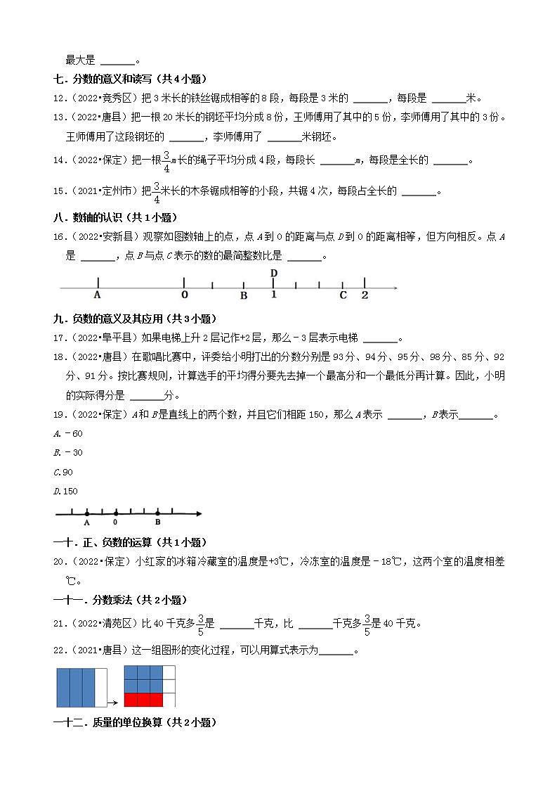 河北省保定市三年（2020-2022）小升初数学卷真题分题型分层汇编-10填空题（基础提升）(人教版)第2页