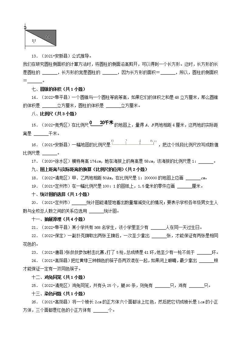 河北省保定市三年（2020-2022）小升初数学卷真题分题型分层汇编-07填空题（基础题）(人教版)02