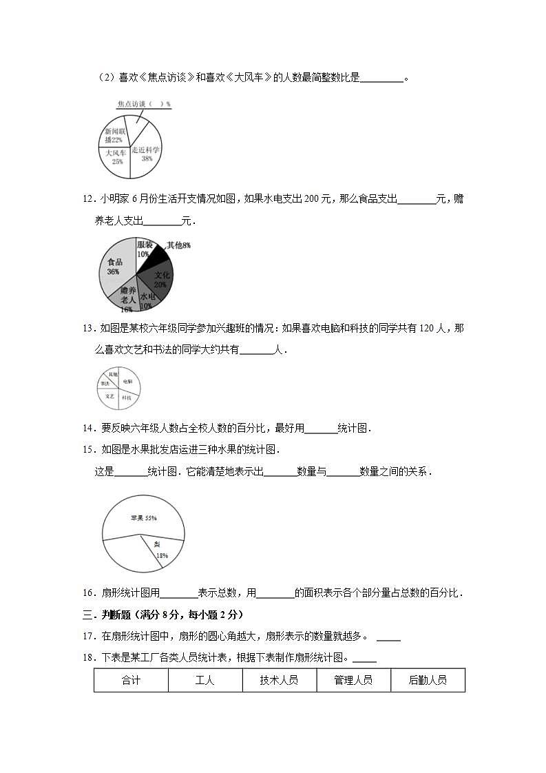 人教版六上第七单元扇形统计图综合训练（三）第3页