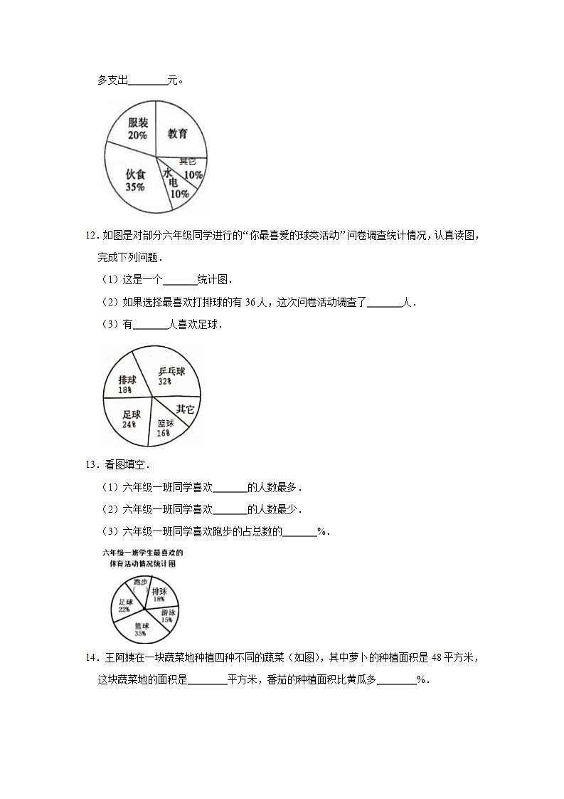 人教版六上第七单元扇形统计图综合训练（二）第3页