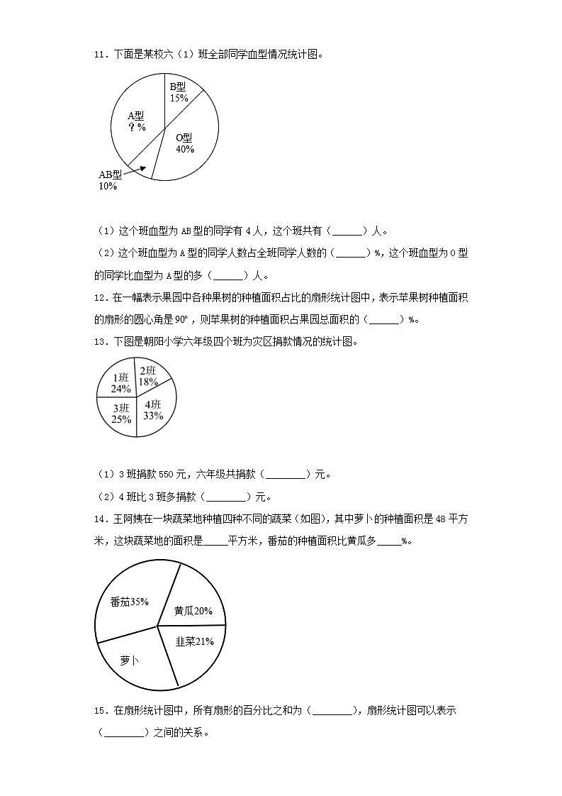 人教版六上第七单元扇形统计图常考易错题综合汇编（三）(word版，含答案)第3页