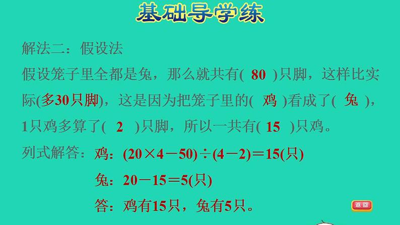 2022四年级数学下册第9单元数学广角__鸡兔同笼习题课件新人教版05