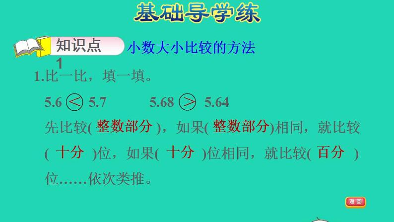 2022四年级数学下册第4单元小数的意义和性质第4课时小数的大小比较习题课件新人教版03