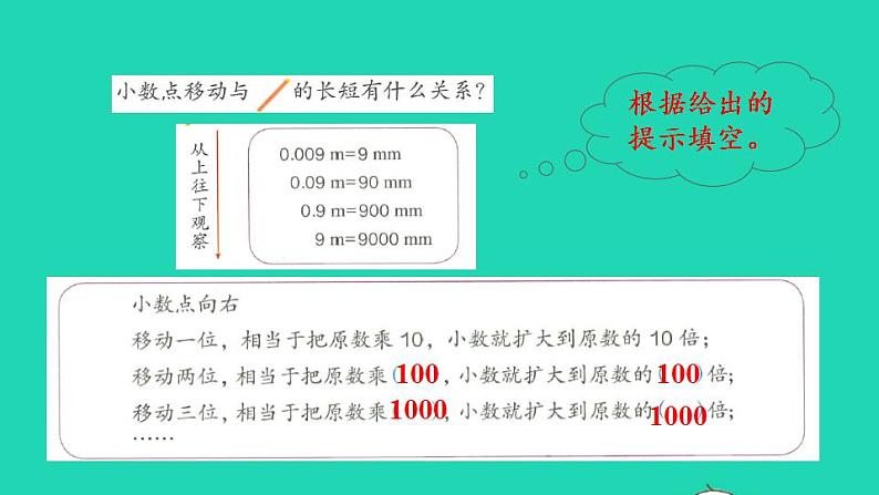 2022四年级数学下册第4单元小数的意义和性质第5课时小数点移动引起小数大小的变化规律预习课件新人教版第5页