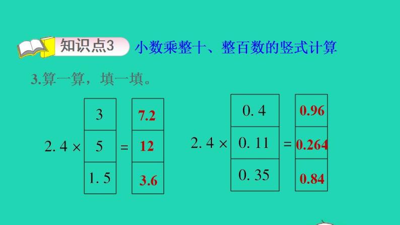 2022四年级数学下册第3单元小数乘法5蚕丝小数乘法的竖式计算习题课件北师大版05