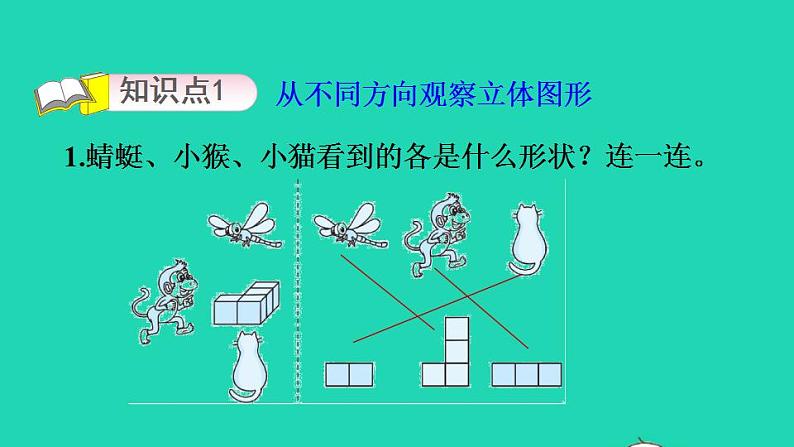2022四年级数学下册第4单元观察物体1看一看从不同位置观察立体图形习题课件北师大版第3页