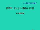 2022四年級數(shù)學(xué)下冊第1單元小數(shù)的意義和加減法4比大小小數(shù)的大小比較習(xí)題課件北師大版