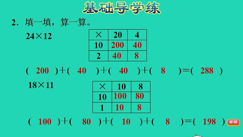 2022三年级数学下册第3单元乘法第2课时队列表演一两位数乘两位数不进位的口算习题课件北师大版第5页