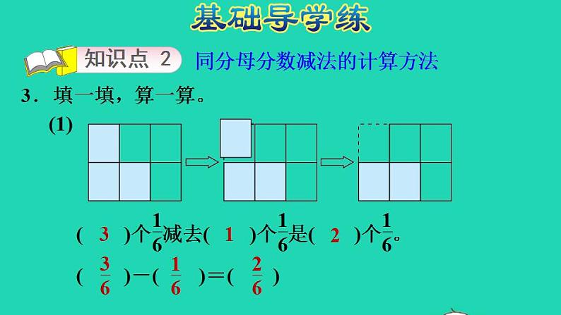 2022三年级数学下册第6单元认识分数第4课时吃西瓜同分母分数加减计算习题课件北师大版06